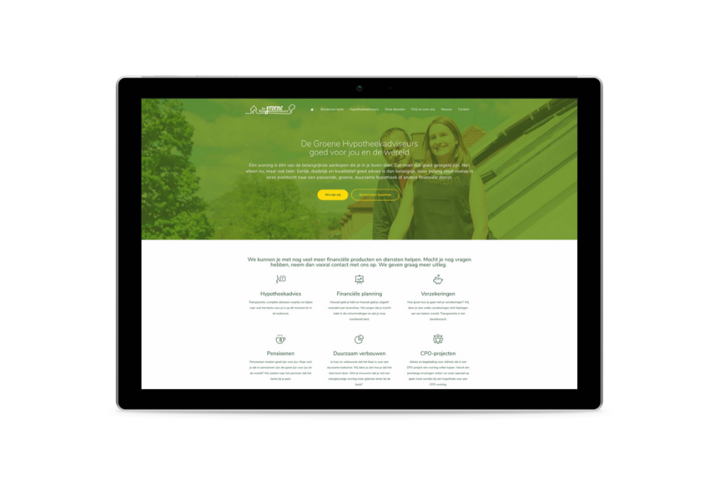 De groene hypotheekadviseurs tablet Snugger